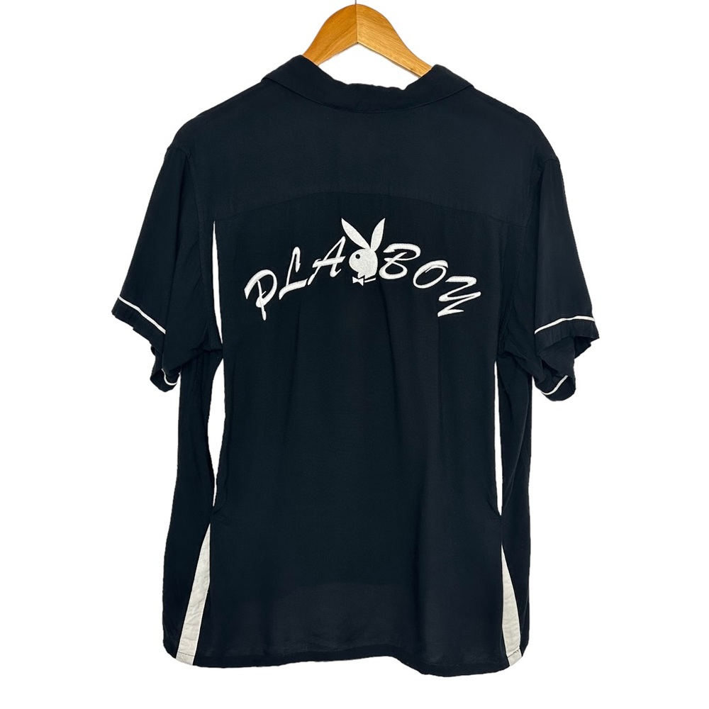 Supreme X Playboy Mens Button Up Rayon Bowling Shirt Sz Medium Black